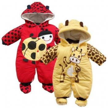 Thick Hooded Infant Jumpsuit for Autumn