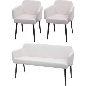 Esszimmermöbel-Set MCW-L13, 2er-Set Stühle + Bank, creme-weiß