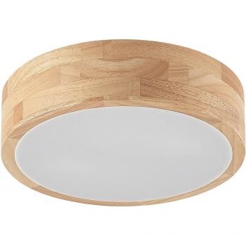 Lindby Tanju Deckenleuchte Eichenholz Ø 30 cm dimmbar Rustikal