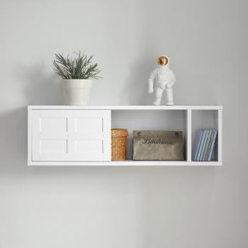 Perchero Pared de Pasillo con Dos Puertas y Estante – 75x20x23 cm Blanco