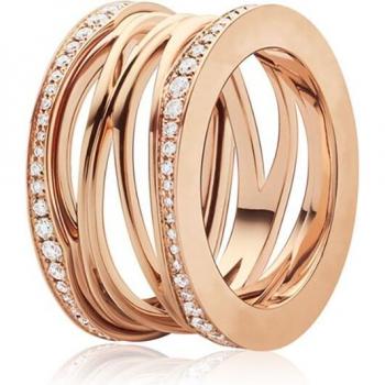 Classic 925 Sterling Silver Spring Cylinder Ring with Diamonds