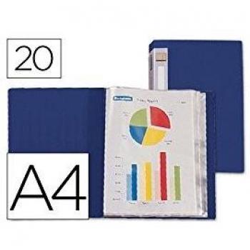 Navy Blue A4 Display Book with 20 Fixed Pockets