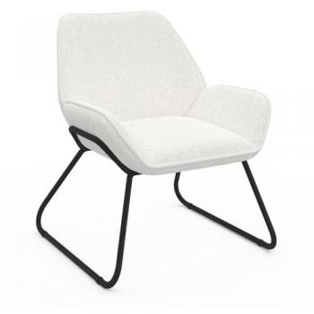 Idmarket – Fauteuil Sixtine, tissu bouclette, pieds métal noir