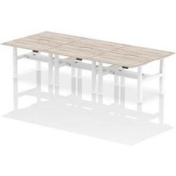 Air 6‑P Seat Back‑to‑Back Bench Desk, Grey Oak & White Scallop Finish – 1200 × 800 mm