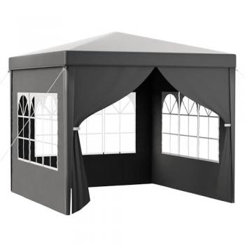 Cenador 3x3 gris con 3 laterales impermeable y protección UV