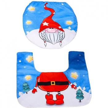 Weihnachts-WC-Set: Matte Sitzabdeckung, Gnom-Fußpad, Santa‑Teppich
