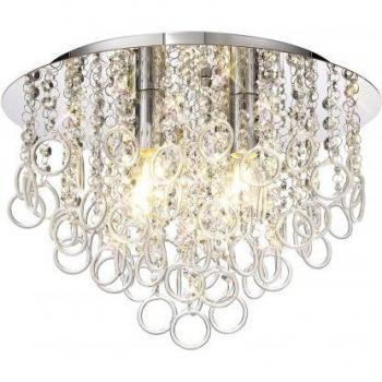 Plafonnier Jack chrome poli 4 ampoules cristal 20 cm