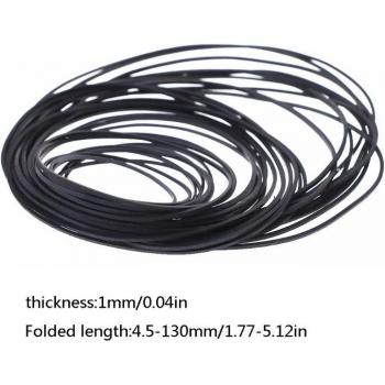 Assorted 1mm Flat Rubber Belts for Cassette Tape Machines (50 Pcs, 45-130mm)