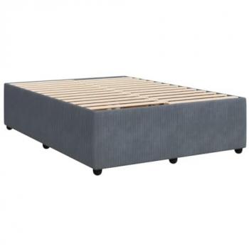 Sametový rám postele bez matrace vidaXL 140 × 190 cm tmavě šedý