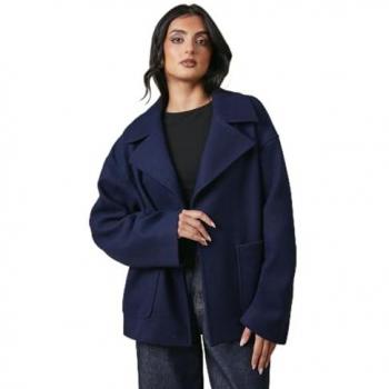 Oasis Women’s Navy Unlined Edge‑to‑Edge Jacket, UK Size 12