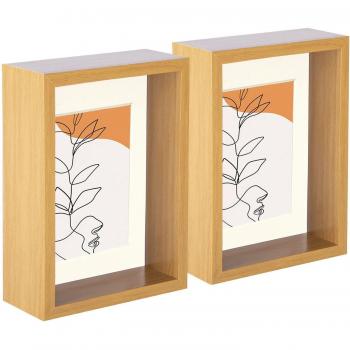 Light Wood 3D Deep Box Photo Frames