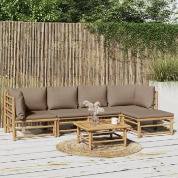 VidaXL 6 Piece Outdoor Lounge Set with Taupe Cushions