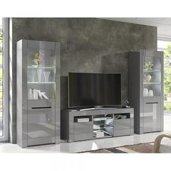 Furneo High Gloss & Matt Grey TV Unit for 55 TVs