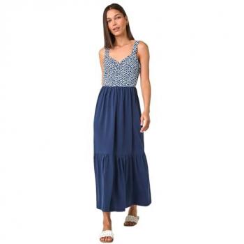 Roman Womens Abstract Cotton Tiered Midi Dress