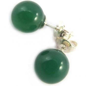 Elegant Green Agate Silver Earrings