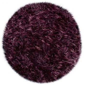 Tapis Fausses Fourrures Ronde Coussin Cœur Violet 90 cm – Paco Home