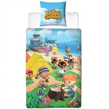 Bettwäsche Animal Crossing 135x200 cm und 80x80 cm, 100 % Baumwolle, Renforcé, offiziell lizenziert