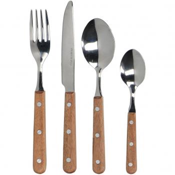 MIKASA Set posate in acciaio inox con manici in legno