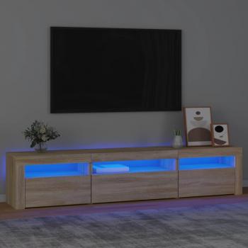 Día y Noche Mueble de TV con luces LED roble Sonoma 195x35x40 cm
