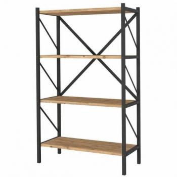 Miroytengo Libreria Soggiorno Rus 4 Ripiani Nero e Rovere Zaffiro 66x121x34 cm