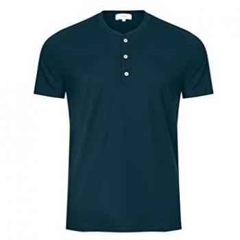 Mey Herren Ringwood Schlafshirt – Baumwoll Kurzarm Oberteil – Relaxed Cut – Blau (S)