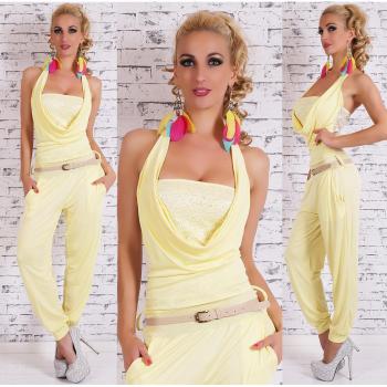 Stilvoller Neck‑Overall mit fallendem Ausschnitt und Gurt, S