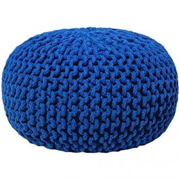 Pouf Rond en Coton Bleu Marine 40 × 25 cm