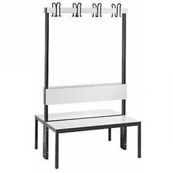 Banc Basic Plus 2 faces – dossier blanc L 1000 mm, pieds noirs-gris RAL 7021