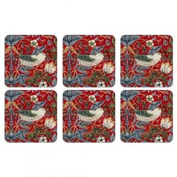 Pack Pimpernel Red – Strawberry Thief – Sous-verres et Dessous – 6 unités