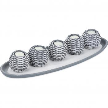 Portacandele Grigio Bianco Relaxdays con Vassoio