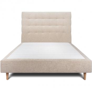 Lit Confort Capitonné 150x190cm Beige Brun