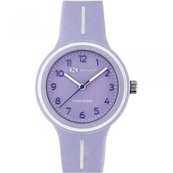 Orologio Analogico Bambina/Giovanile, Cassa Acciaio 32mm e Cinturino Gomma/Velcro, Modello STC047 Viola