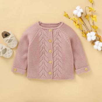 Manteau Tricoté Automnal Rose Bébé Femelle
