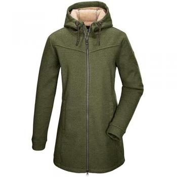 GW 37 Strickfleeceparka – Oliggrün – Damenjacke mit Kapuze und Reißverschluss