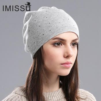 IMISSU Hüttentauglicher Damenhut – gestrickt, mit Skullies-Strass-Aufkleber