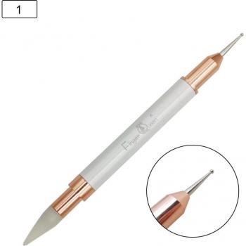 Bolígrafo de doble cabezal en metal para decoración y cuidado de uñas