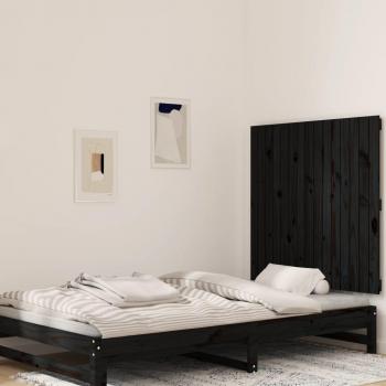 VidaXL Cabecero de cama de pared madera maciza pino negro 95,5x3x90 cm
