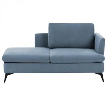 Chaise Lounge Moderno Lateral Destro Telo Poliestere Cuscino Aggiuntivo Gambe In Metallo Blu Sievoz