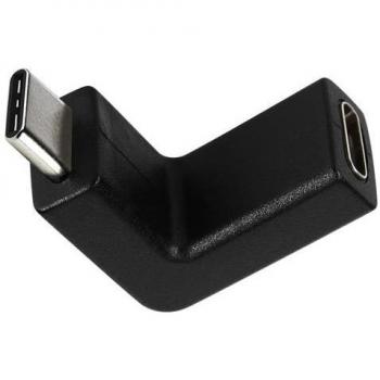 Adaptador USB-C Acodado 90º Hembra a Macho Negro