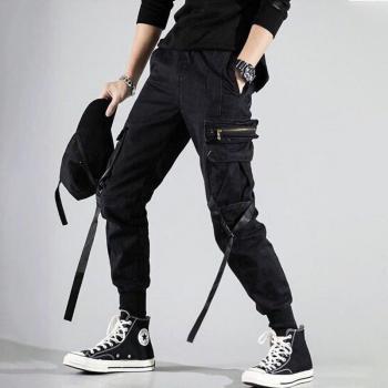 Streetwear Zwarte Enkellange Cargo Broek Mannen