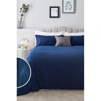 100% Cotton Navy Satin Stitch Duvet Set