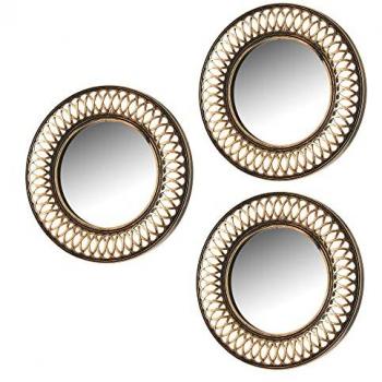 Set de 3 espejos decorativos con cenefa dorada