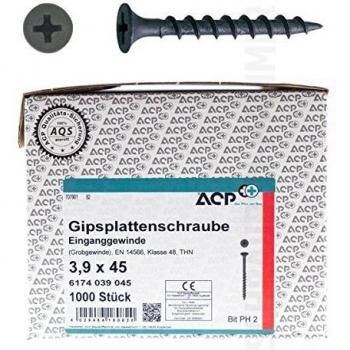 ACP Schnellbauschraube 3,9 x 45 mm, 1000 Stück, phosphatiert, Grobgewinde