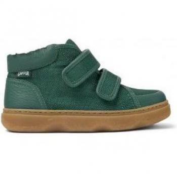 Botines para Niños en Verde de Piel y Poliéster con Forro de Borrego Camper Kiddo