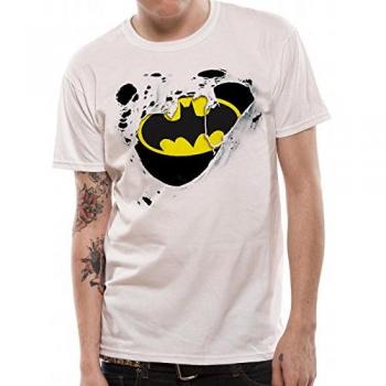 Herren‑T-Shirt Batman – DC Comics Torn Logo, weiß (S/ M / L / XL / XXL)