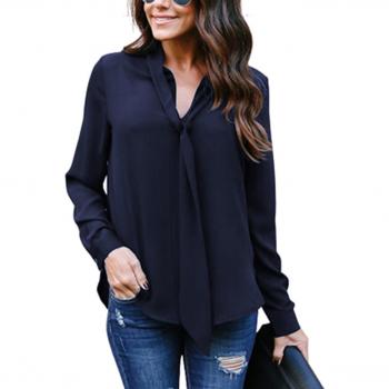 Hownew-X Damen Bluse V-Ausschnitt Langarm Casual Tunika
