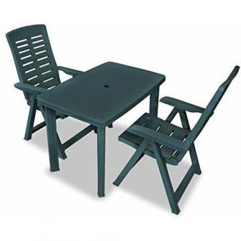 Kunststoff-Bistro-Set, 3-teilig, grün