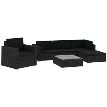 VidaXL Set Lounge da Giardino 6 pz con Cuscini in Polyrattan Nero