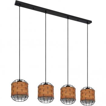 Griglia luminosa sospesa metallo con 4 prese E27, dimensioni 100x18x120 cm