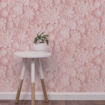 Washable Pink Floral 3D Wallpaper